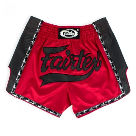 Fairtex BS1703 Red-Black Slim Cut Muay Thai Shorts