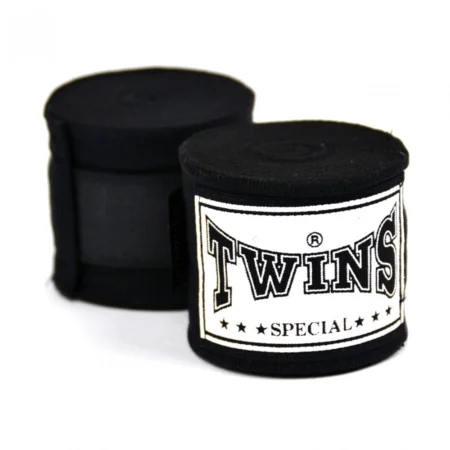 Twins CH5 5m Premium Elastic Hand Wraps Black