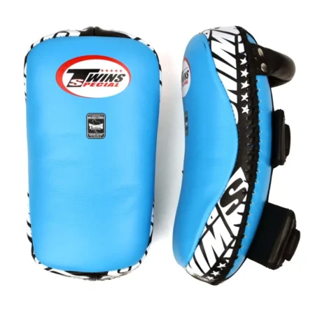 Twins KPL10 Light Blue Black Curved Leather Thai Kick Pads